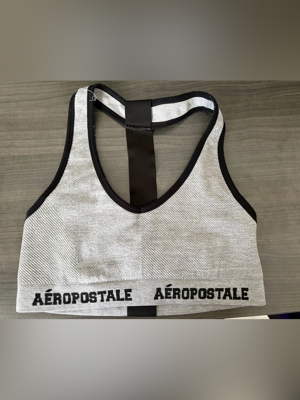 Aeropostale Gray and Black Racerback Sports Bralette
